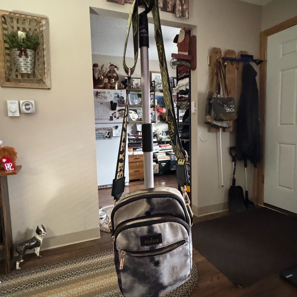 Iowa Hawks Black/Gray Crossbody Bag with a Hawkeye strap *not in any sale*